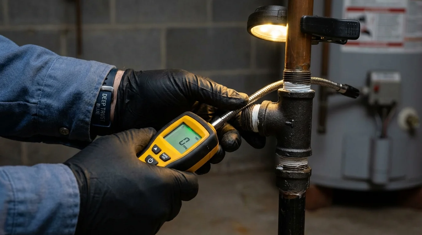 Gas leak detection with electronic sniffer by Johns Plumbing LLC in Mayflower